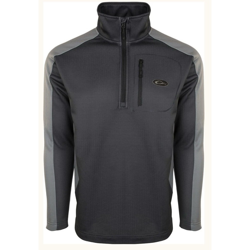 Drake Men's Breathe Lite 2.0 1/4 Zip Pullover Size XL Black / Charcoal Hunting